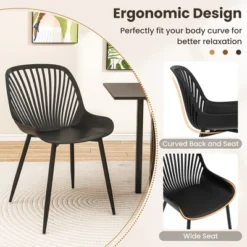 Tangkula Plastic Dining Chair Set Of 4 W/ Metal Legs Cutout Backrest Curved Seat -Tangkula GUEST 8a881e47 a0ca 4755 9ce2 df4808ffae77