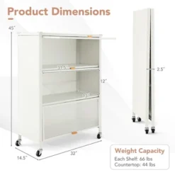 Tangkula 4-Tier Kitchen Bakers Rack Microwave Stand W/ Flip Doors Universal Wheels White -Tangkula GUEST 8ac21567 0a5a 4c5b b916 ee26d8f53022