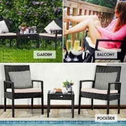 Tangkula 3 Pieces Patio Set Outdoor Wicker Rattan Furniture W/ Cushions -Tangkula GUEST 8acea0ce 841d 43d5 a10e b47299818a37