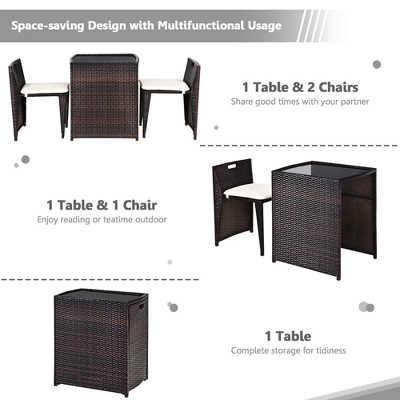 Tangkula 3 PCS Cushioned Wicker Patio Furniture Set Seat Sofa Outdoor No Assembly Brown 6 Tangkula 3 PCS Cushioned Wicker Patio Furniture Set Seat Sofa Outdoor No Assembly Brown - Image 6