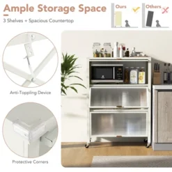 Tangkula 4-Tier Kitchen Bakers Rack Microwave Stand W/ Flip Doors Universal Wheels White -Tangkula GUEST 8b24c6a3 662c 4164 8fd5 38601b63e6fe