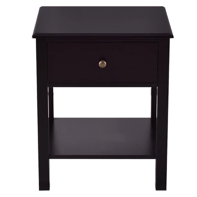 Tangkula End Table Nightstand W/Drawer & Shelf Bedroom Living Room Furniture Black 7 Tangkula End Table Nightstand W/Drawer & Shelf Bedroom Living Room Furniture Black - Image 7