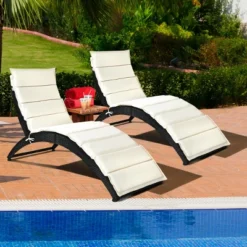 Tangkula 2PCS Foldable Rattan Wicker Chaise Lounge Chair W/ Cushion Patio Outdoor -Tangkula GUEST 8b95a690 5d0b 4637 ae4e 1a22e4a5d02c