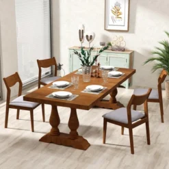 Tangkula Wooden Dining Chair Set Of 4 W/ Rubber Wood Frame Wide Padded Seat -Tangkula GUEST 8c0b5a08 57d2 4793 b688 4f00cfc30077