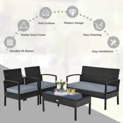 Tangkula 8PCS Patio Wicker Rattan Conversation Set Outdoor Furniture Set W/ Cushion -Tangkula GUEST 8c3d07c1 5589 4e10 987e 0c59d864badf