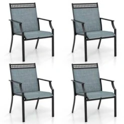 Tangkula Patio Dining Chairs Set Of 4 All Weather Outdoor Chairs W/ High Back & Armrests Blue 19 Tangkula Patio Dining Chairs Set Of 4 All Weather Outdoor Chairs W/ High Back & Armrests Blue -Tangkula GUEST 8c4bf7c2 ee84 43d0 a022 902287a61d01