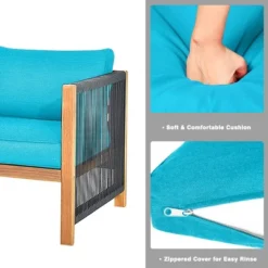 Tangkula 4-Piece Outdoor Patio Wood Conversation Furniture Set Padded Chair With Coffee Table Turquoise 6 Tangkula 4-Piece Outdoor Patio Wood Conversation Furniture Set Padded Chair With Coffee Table Turquoise -Tangkula GUEST 8c9782ca e112 496b 8827 7d2d06655bd7