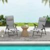 Tangkula Folding Patio Chairs Set Of 2 Lounge Chairs W/ 10-Level Adjustable Backrests