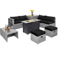 Tangkula 9 PCS Patio Furniture Set With 42" 60,000 BTU Fire Pit Outdoor Space-Saving Sectional Sofa Set With Storage Box Black/Gray/Navy/Red/Turquoise/Off White -Tangkula GUEST 8df0b890 4cd3 4d95 8bf9 39b2b955ced3