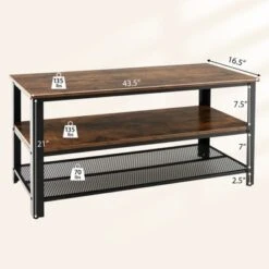 Tangkula Industrial TV Stand Media Entertainment Center With 2-tier Open Storage Shelves & Metal Frame TV Cabinet For TVs Up -Tangkula GUEST 8e732b97 1d9a 4075 b798 846facbd3d2b