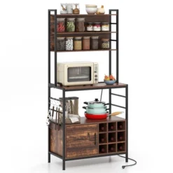 Tangkula 67" Bakers Rack W/ Power Outlet Coffee Bar Cabinet W/ S-Shaped Hooks 20 Tangkula 67" Bakers Rack W/ Power Outlet Coffee Bar Cabinet W/ S-Shaped Hooks -Tangkula GUEST 8e9f018e 5d97 4171 a2bb 8aadfe014091
