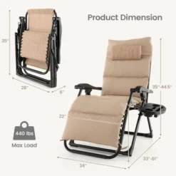 Tangkula Zero Gravity Chair Folding Recliner Lounge Chair W/ Cushion Cup Holder -Tangkula GUEST 8ee8004e cf49 4fa7 8113 5973e4b7242a