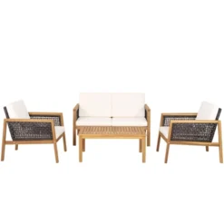 Tangkula 8-Piece Patio Acacia Wood Furniture Set Outdoor PE Rattan Conversation Set With Removable Cushions 17 Tangkula 8-Piece Patio Acacia Wood Furniture Set Outdoor PE Rattan Conversation Set With Removable Cushions -Tangkula GUEST 8f5d1a58 0331 4709 8156 a82317120950