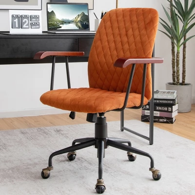 Tangkula Velvet Home Office Chair Swivel Adjustable Task Chair W/ Wooden Armrest 1 Tangkula Velvet Home Office Chair Swivel Adjustable Task Chair W/ Wooden Armrest
