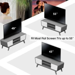 Tangkula Mid Century TV Stand For TVs Up To 55" Media Console Table Sliding Door -Tangkula GUEST 90794f1b 667e 4fb6 87c6 e8140c6e7aba