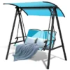Tangkula Outdoor Patio Swing Loveseat Hammock Hanging Chair Turquoise