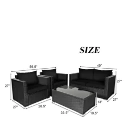 Tangkula 8PCS Rattan Patio Conversation Set Outdoor Furniture Set W/ Black Cushions -Tangkula GUEST 90db6098 bfed 4de2 b338 d5de7fd65410