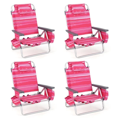 Tangkula 4 PCS Beach Chair 5-Position Outdoor Reclining Chairs W/ Head Pillow & Storage Bag 7 Tangkula 4 PCS Beach Chair 5-Position Outdoor Reclining Chairs W/ Head Pillow & Storage Bag - Image 7