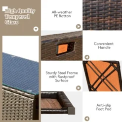 Tangkula 9 Pieces Outdoor Patio Furniture Set With 42" Propane Fire Pit Table Outdoor PE Wicker Space-Saving Sectional Sofa Set Black/Gray/Navy/Red/Turquoise/Off White -Tangkula GUEST 90fa2cce e3aa 4d35 abcf d42369952561 3