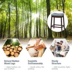 Tangkula 4 PCS Saddle Bar Stools Backless Nailhead Counter Stool With Grey Cushions White/Coffee -Tangkula GUEST 9150a529 ea52 4324 8cb9 c2d107dbedad