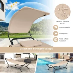 Tangkula Chaise Lounge Bed W/ Detachable Sunshade Canopy Hammock W/ Rustproof Metal Stand -Tangkula GUEST 918efbc8 7e2f 412d 9ecd 1c0d108655b4