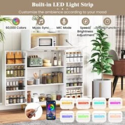 Tangkula Kitchen Pantry Cabinet Power Outlet & APP Control LED Lights Acrylic Flip Door 14 Tangkula Kitchen Pantry Cabinet Power Outlet & APP Control LED Lights Acrylic Flip Door -Tangkula GUEST 91cdd922 bee4 4734 8d95 a9f644b0124f