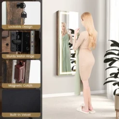 Tangkula LED Mirror Jewelry Cabinet Wall/Door Mounted Organizer Armoire W/ 3 Color Light 11 Tangkula LED Mirror Jewelry Cabinet Wall/Door Mounted Organizer Armoire W/ 3 Color Light -Tangkula GUEST 91eb57c3 6062 4c10 a2aa 7a6e1c9f32b4
