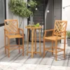 Tangkula 3 PCS Patio Bar Set Round Cocktail Table W/ 2 Stools W/ Backrest Armrests