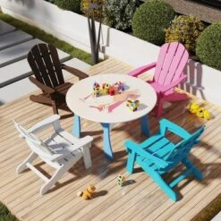Tangkula 4PCS Kid's Adirondack Chair All-Weather HDPE Toddler Lawn Chair W/ Ergonomic Design -Tangkula GUEST 9234bcc8 2bae 4626 9f21 b71febb50f9e