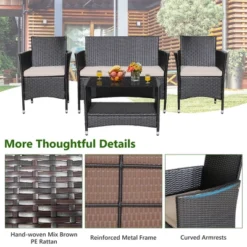 Tangkula 8PCS Outdoor Sofa Set Patio Rattan Wicker Conversation Set W/ Coffee Table -Tangkula GUEST 92636694 ae35 4b52 aa90 afbe923f42be