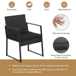Tangkula 3PCS Patio Rattan PE Wicker Bistro Set Outdoor Furniture Set W/ Table & Cushion -Tangkula GUEST 9264b9fc c996 4325 9e26 d32666de6fdc