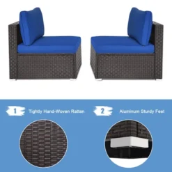 Tangkula 2PCS Patio Sectional Armless Sofas Rattan Furniture Set Outdoor W/ Cushions -Tangkula GUEST 927478f1 337d 4310 8adb f7177a740a9d