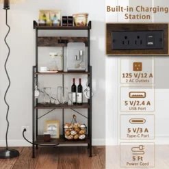 Tangkula Kitchen Bakers Rack W/ Power Outlet 4 Tiers Coffee Bar Table W/ 2 AC Outlets -Tangkula GUEST 929fee2f d79c 4cc4 aaff d40a3b13eeee