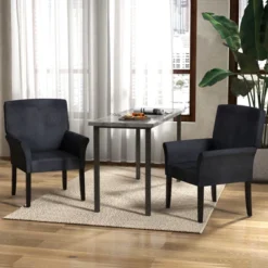 Tangkula Set Of 4 Arm Chair Guest Chair Home Office W/ Wooden Legs