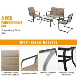 Tangkula 4PCS Patio Conversation Set Cotton Padded Furniture Set W/ Swing Glider Loveseat 9 Tangkula 4PCS Patio Conversation Set Cotton Padded Furniture Set W/ Swing Glider Loveseat -Tangkula GUEST 92a7f57a 3940 4396 bac4 d29d51fe2f33