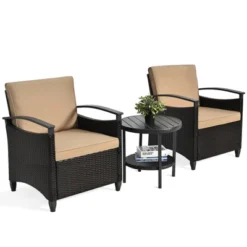 Tangkula 3-Piece Rattan Sofa Chair Patio Conversation Set With Coffee Table & Cushions 10 Tangkula 3-Piece Rattan Sofa Chair Patio Conversation Set With Coffee Table & Cushions -Tangkula GUEST 92fce8e3 03bf 466c 9338 e1f742a06581