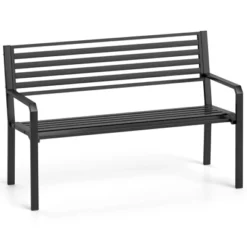 Tangkula 50" Outdoor Metal Park Bench For 2-3 People W/ Armrests & Backrest For Backyard 17 Tangkula 50" Outdoor Metal Park Bench For 2-3 People W/ Armrests & Backrest For Backyard -Tangkula GUEST 93773374 00e9 44c7 b650 13563634d00b