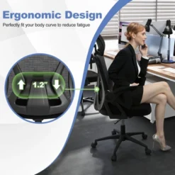 Tangkula Ergonomic Mesh Office Chair W/ Lumbar Support 2D Headrest Flip-up Padded Arms -Tangkula GUEST 938c7304 d9ec 4959 87cc 7aa3fcd25d0b