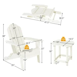 Tangkula Patio 2PCS Adirondack Chair Side Table Set Outdoor Chair Set With End Table Weather Resistant Cup Holder For Backyard Garden White -Tangkula GUEST 939e5778 f3ed 4e41 b580 c418a717852c