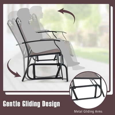 Tangkula Patio Swing Glider Chairs Set Of 2 Outdoor Metal Glider Armchairs Garden Poolside 4 Tangkula Patio Swing Glider Chairs Set Of 2 Outdoor Metal Glider Armchairs Garden Poolside - Image 4
