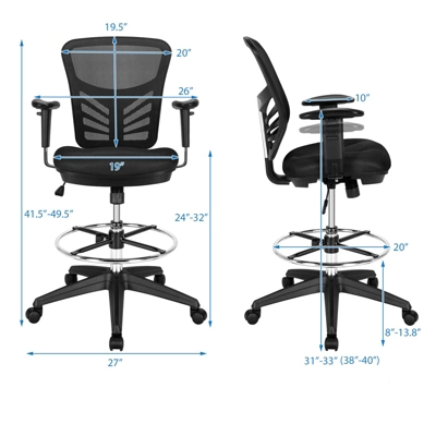 Tangkula Ergonomic Office Chair W/Retractable Footrest High Back Reclining Executive Chair W/Adjustable Headrest 8 Tangkula Ergonomic Office Chair W/Retractable Footrest High Back Reclining Executive Chair W/Adjustable Headrest - Image 8