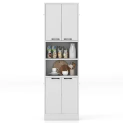 Tangkula Kitchen Pantry Cabinet 75” Tall Freestanding Cupboard With Doors & Shelves Safety Hinges & Anti-tipping Devices Black/White -Tangkula GUEST 93ef1133 3537 40da 9cbe e3a6bfe6c3ca