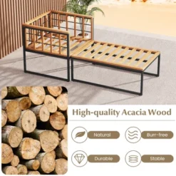 Tangkula 2pcs Outdoor Chaise Lounge Chair Acacia Wood Heavy Duty 1200 Lbs Weight Capacity -Tangkula GUEST 9408538e e4ca 44f6 9493 a0c74e35dc19