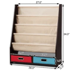 Tangkula Espresso Book Rack Kids Toys Organizer Shelves With 4 Sling Bookshelf And 2 Boxes -Tangkula GUEST 94285eeb 4eb8 4240 821c 3f5aadb6fa6e