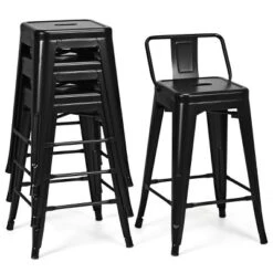 Tangkula Set Of 4 Metal Bar Stools 24" Industrial Chair Low Back Black 14 Tangkula Set Of 4 Metal Bar Stools 24" Industrial Chair Low Back Black -Tangkula GUEST 94340ab8 6b0e 4198 9ec8 0942e0ce3be6
