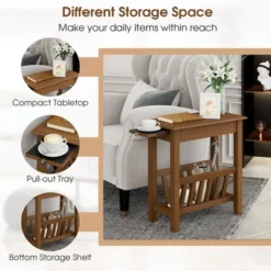 Tangkula End Table Pull-out Tray Shelf Accent Side Nightstand Rubber Wood Leg Rustic Oak 9 Tangkula End Table Pull-out Tray Shelf Accent Side Nightstand Rubber Wood Leg Rustic Oak -Tangkula GUEST 9490d1bc f522 47df b786 e66a23062213