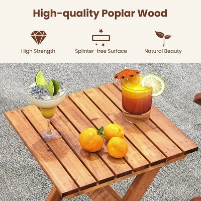 Tangkula 3PCS Patio Poplar Wood Rocking Bistro Set Outdoor Furniture Set For Garden 4 Tangkula 3PCS Patio Poplar Wood Rocking Bistro Set Outdoor Furniture Set For Garden - Image 4