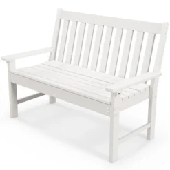Tangkula 2-Person Outdoor Garden Park Bench All-Weather HDPE Patio Loveseat Chair With Cozy Backrest Ergonomic Loveseat Bench White -Tangkula GUEST 9665b945 2730 4226 81ad 5461be1ca856