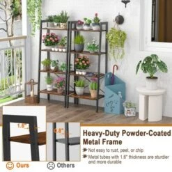 Tangkula 4-Tier Ladder Bookshelf Industrial Wooden Bookcase With Metal Frame Anti-Toppling Device Rack Rustic Brown/Gray Oak 14 Tangkula 4-Tier Ladder Bookshelf Industrial Wooden Bookcase With Metal Frame Anti-Toppling Device Rack Rustic Brown/Gray Oak -Tangkula GUEST 972a574a f4ea 4633 bf59 9e7aaddeb258