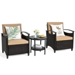 Tangkula 3-Piece Rattan Sofa Chair Patio Conversation Set With Coffee Table & Cushions 11 Tangkula 3-Piece Rattan Sofa Chair Patio Conversation Set With Coffee Table & Cushions -Tangkula GUEST 9749db2a 4c71 4e0b aa62 58a57a8410cb